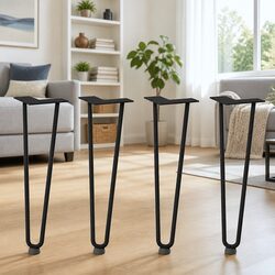 Hairpin Legs Coffee Table 4 pcs Black 42 cm Solid Steel Adjustable Levellers