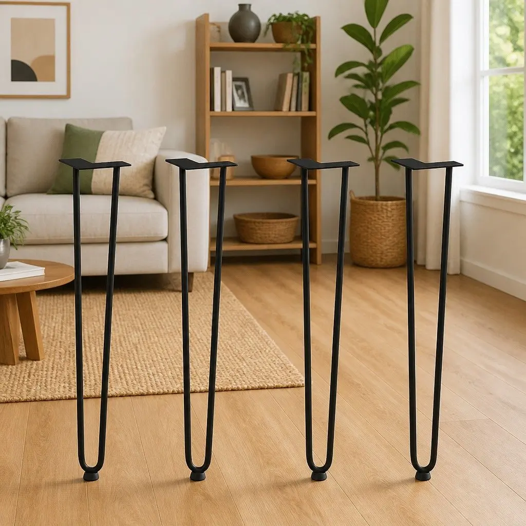 Hairpin Table Legs 72cm Black Steel for Console Coffee Tables 4pcs