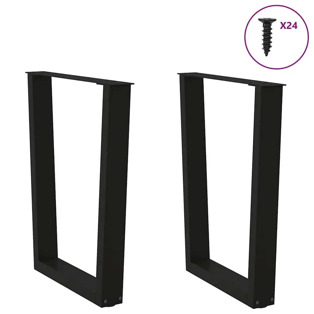 V-Shape Dining Table Legs Steel Pair Black 60x72-73.3cm Modern Design Adjustable