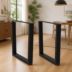 V-Shape Dining Table Legs Pair Steel Black 80x72-73.3cm Adjustable Levellers