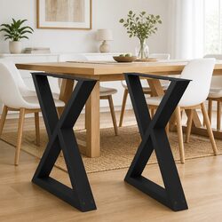 Dining Table Legs 2 pcs Black 70x72-73.3cm Steel with Adjustable Feet Levellers