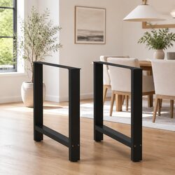 Dining Table Legs Black Steel Pair Adjustable Levelers 80x72-73cm Support
