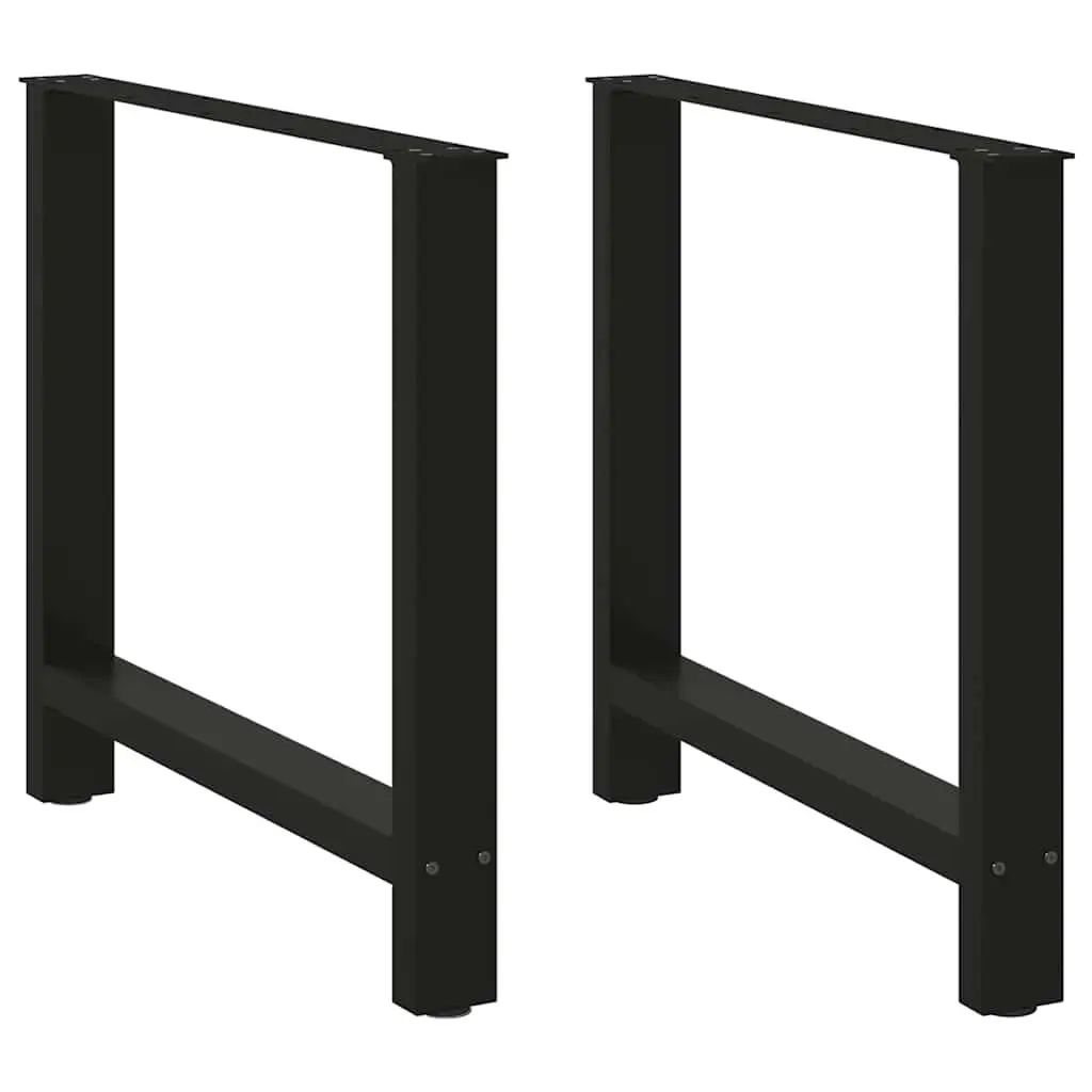 Dining Table Legs Black Steel Pair Adjustable Levelers 80x72-73cm Support