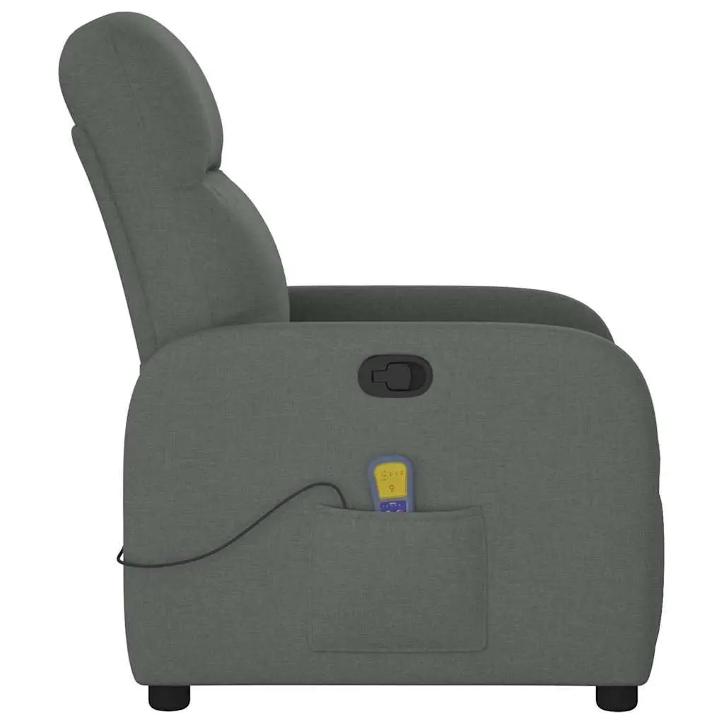 Massage Recliner Chair Manual Recline Vibration 6 Points Grey Fabric