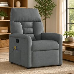 Massage Recliner Chair Grey Fabric Manual Reclining Footrest Armchair Lounger