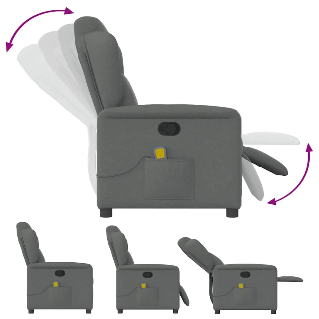Massage Recliner Chair Manual Recline Vibration Grey Fabric