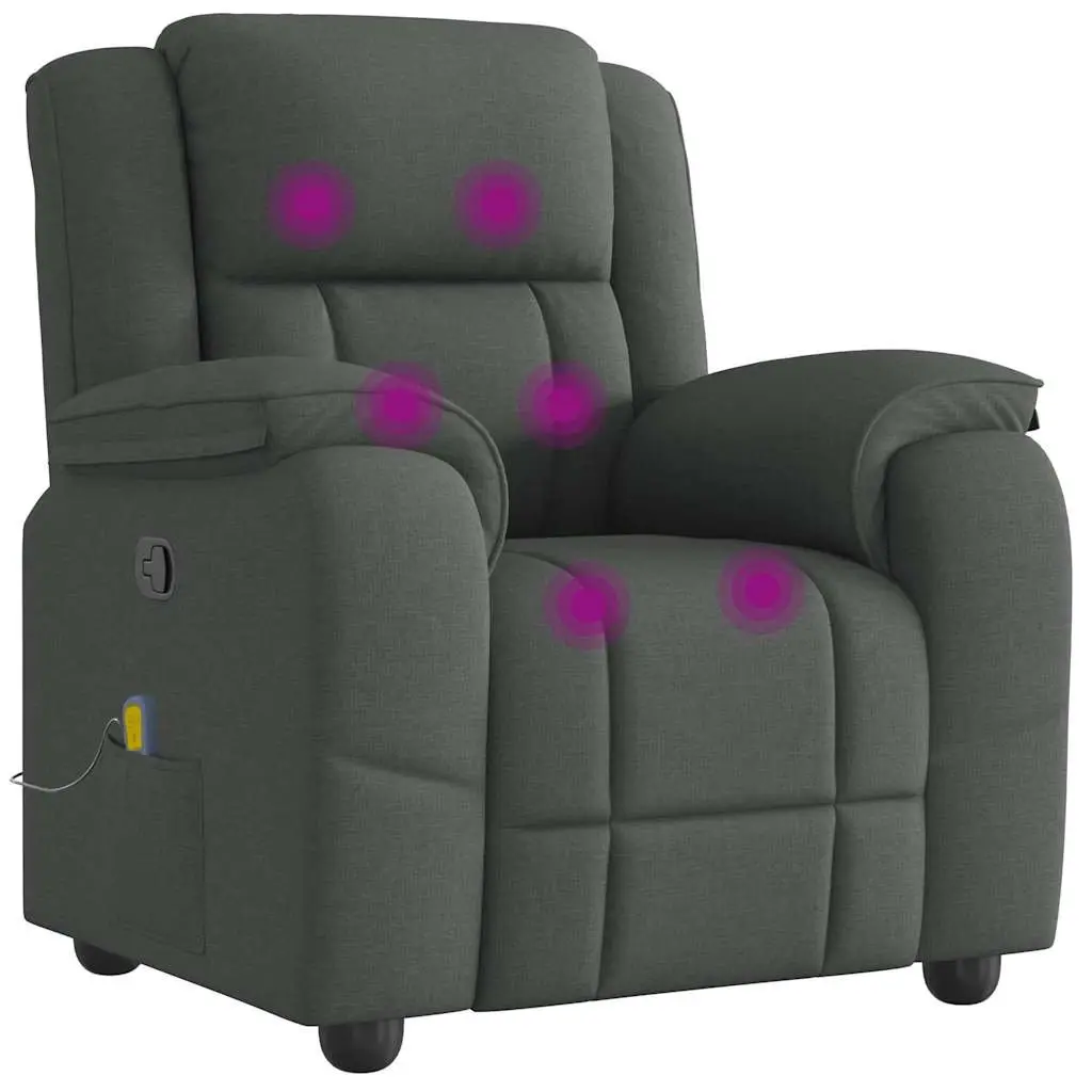 Massage Recliner Chair Manual Recline 135 Degrees Grey Fabric