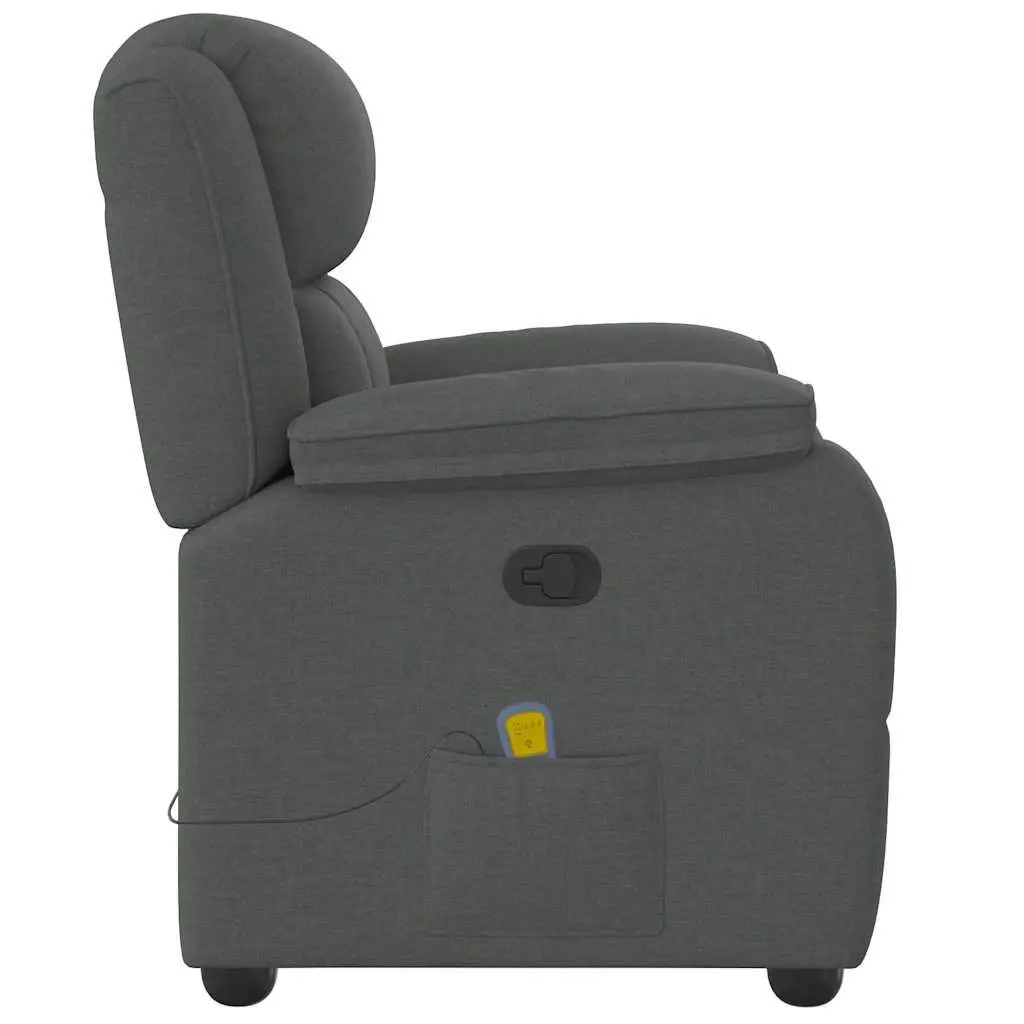 Massage Recliner Chair Manual Recline 135 Degrees Grey Fabric