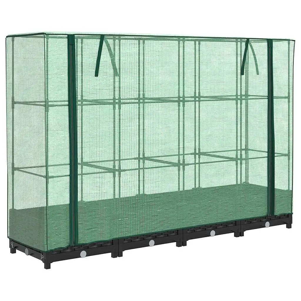Raised Garden Bed with Greenhouse Cover 160x40x123cm Black Rattan Look