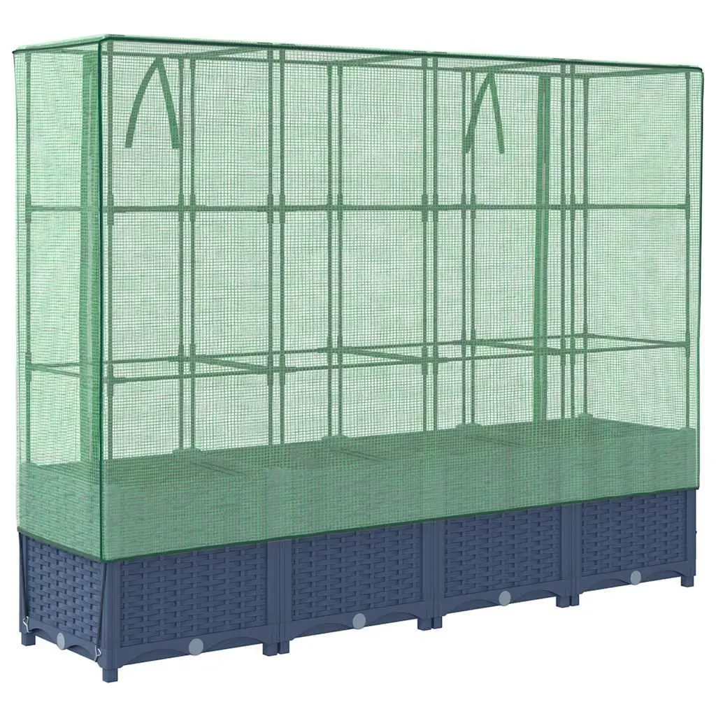 Raised Bed Greenhouse Cover Rattan Look 160x40x138cm Grey