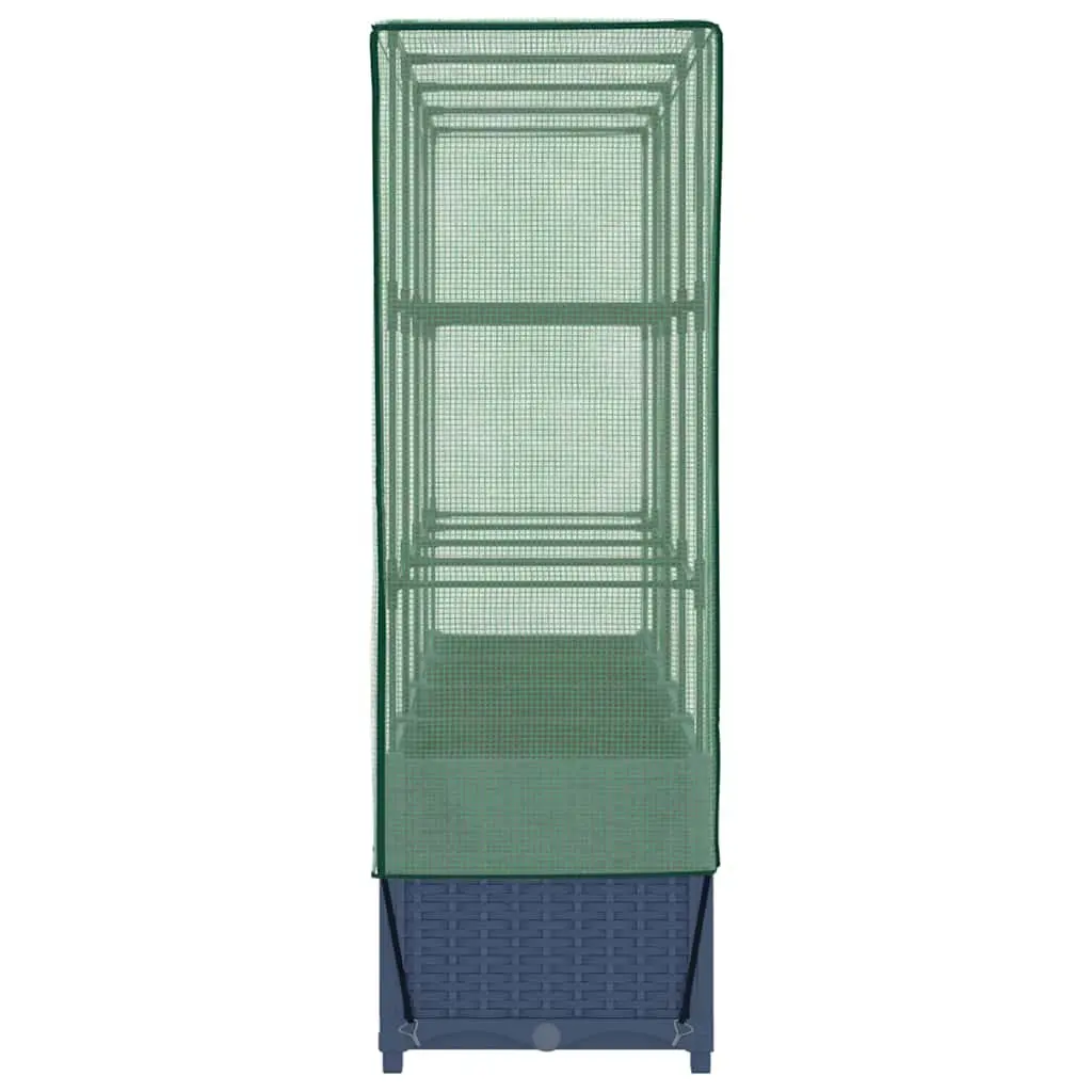 Raised Bed Greenhouse Cover Rattan Look 160x40x138cm Grey