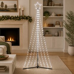 LED Christmas Tree 240cm 447 Cold White Lights 8 Effects Indoor Outdoor