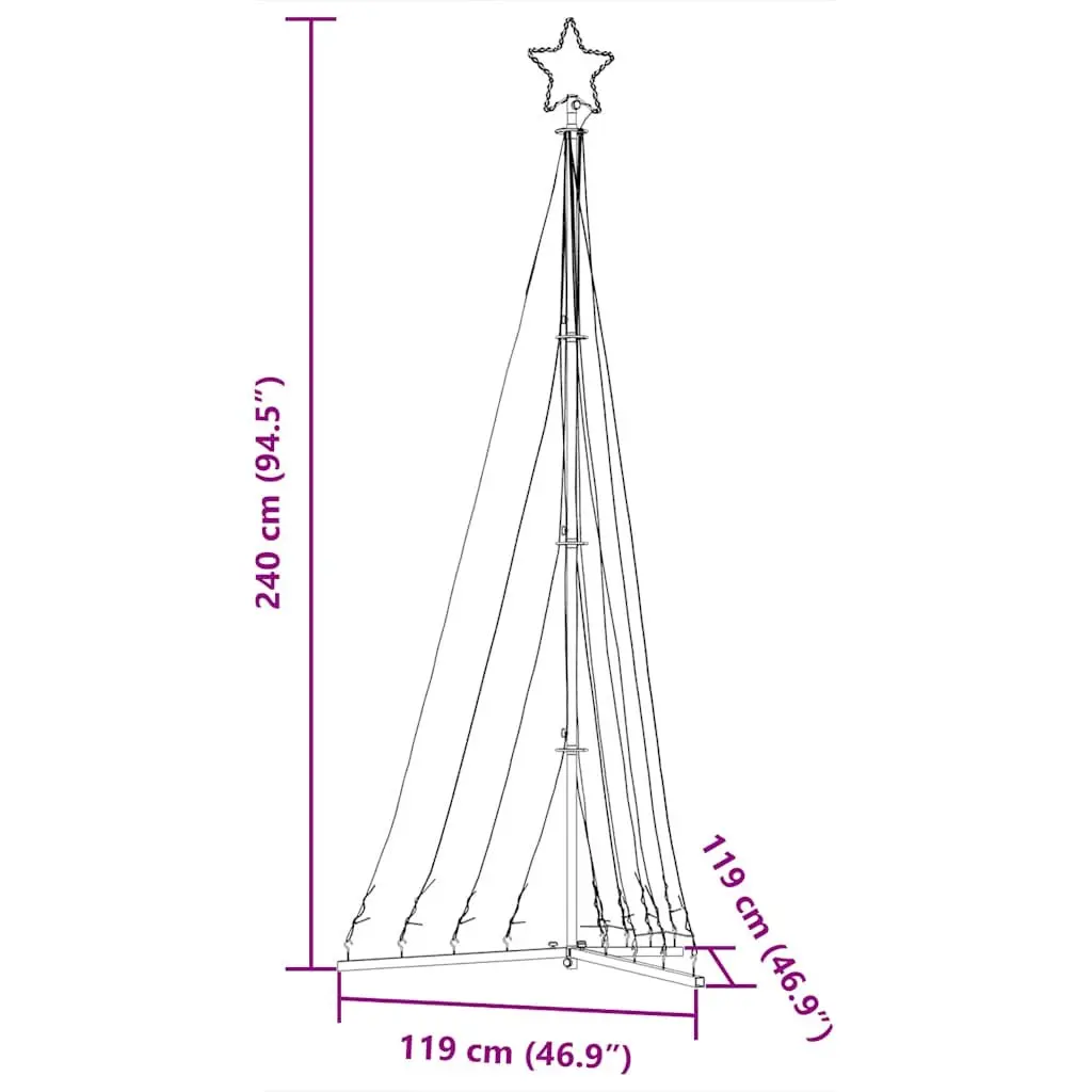 LED Christmas Tree 240cm 447 Cold White Lights 8 Effects Indoor Outdoor