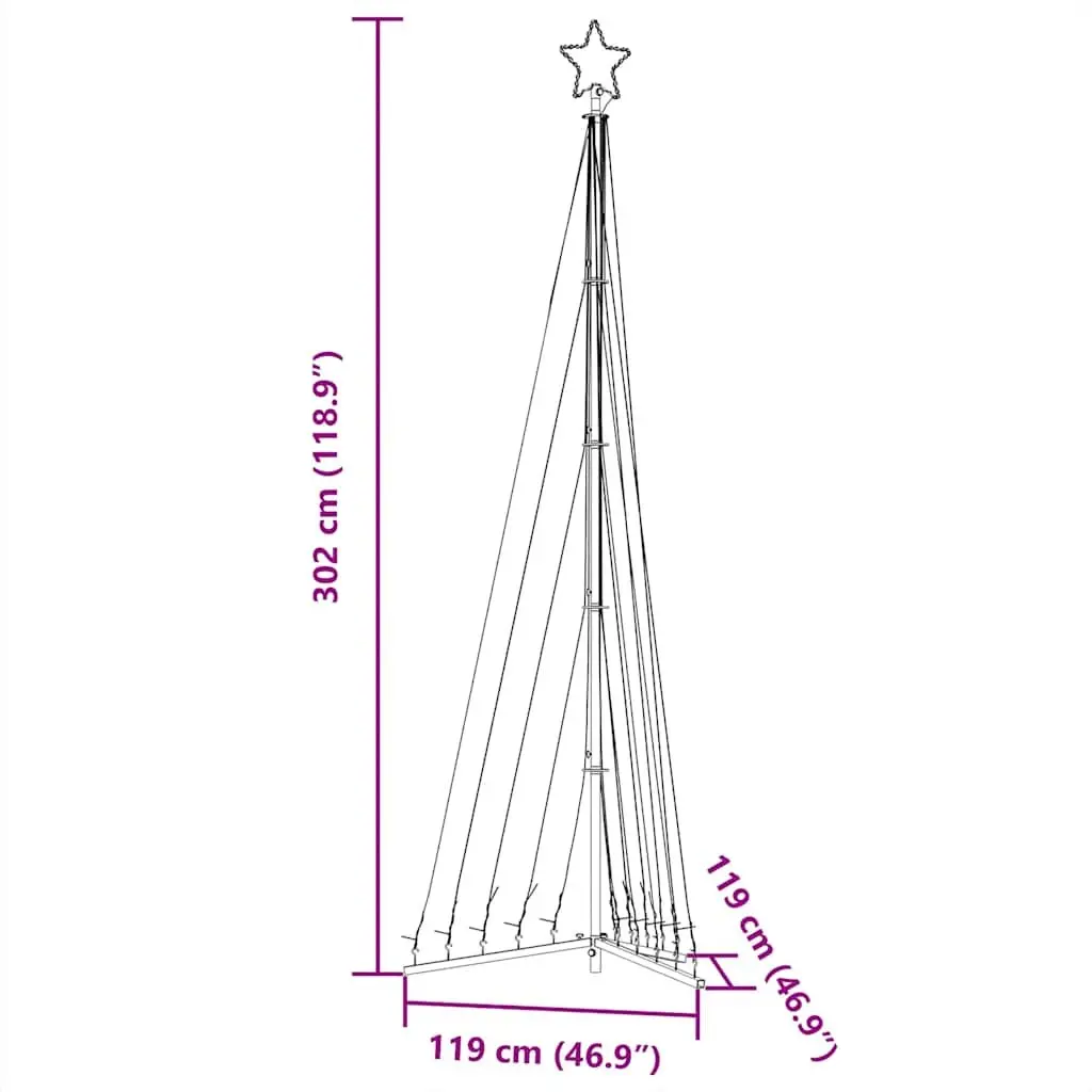 LED Christmas Tree 495 Cold White Lights 302cm Indoor Outdoor 8 Effects