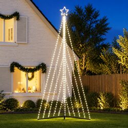 LED Christmas Tree 570 Cold White Lights 8 Effects Indoor Outdoor Holiday