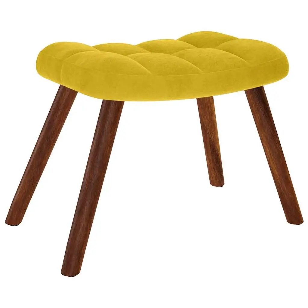 Rocking Chair Velvet Padded Seat Backrest Yellow with Stool