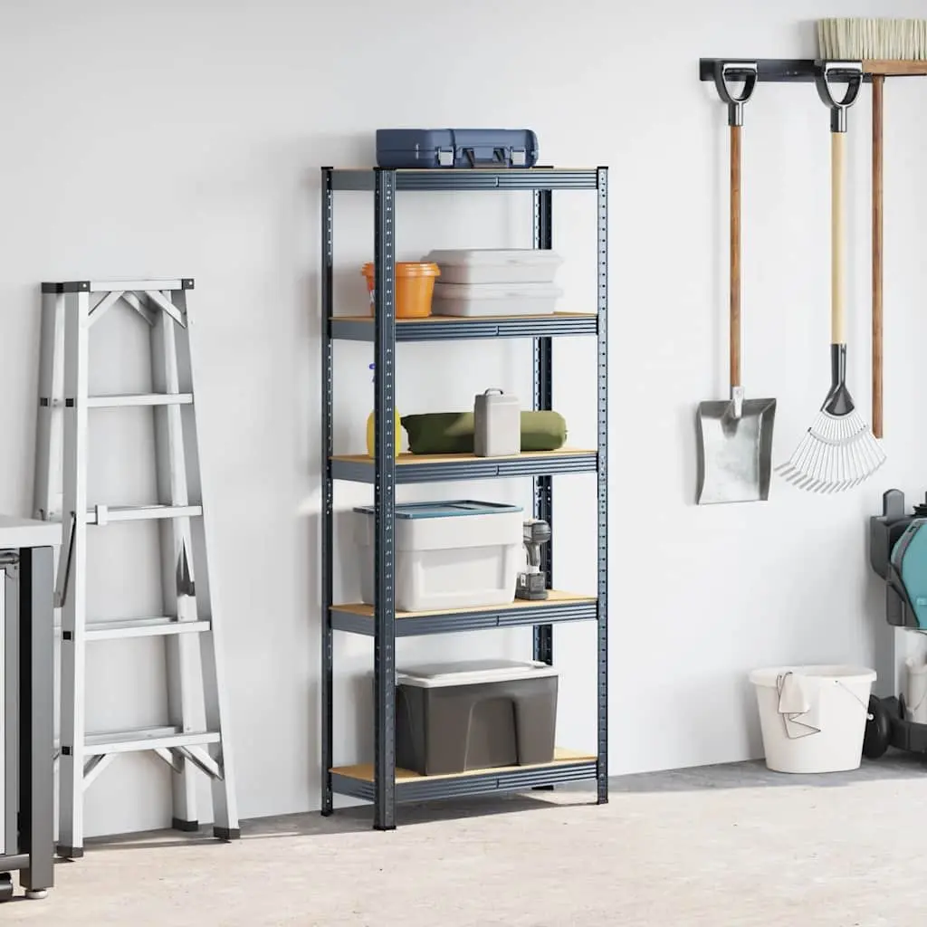 5-Layer Storage Shelf Steel Frame Engineered Wood Anthracite Garage
