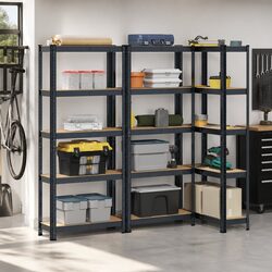 Industrial Storage Shelves 5-Layer Steel Engineered Wood Garage Shelving Unit