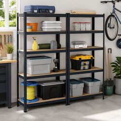 5-Layer Industrial Storage Shelves Steel Frame Engineered Wood Anthracite 2pc