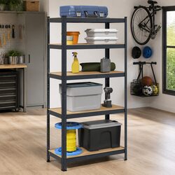 5-Layer Heavy-Duty Industrial Storage Shelf Anthracite Steel Engineered Wood