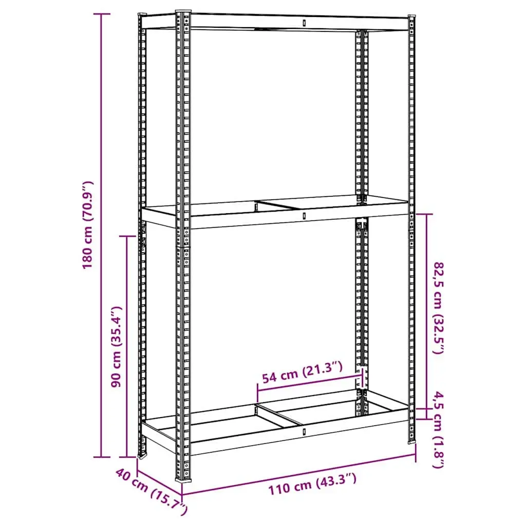 2-Layer Industrial Tyre Shelf Storage Rack Garage Workshop Silver Steel
