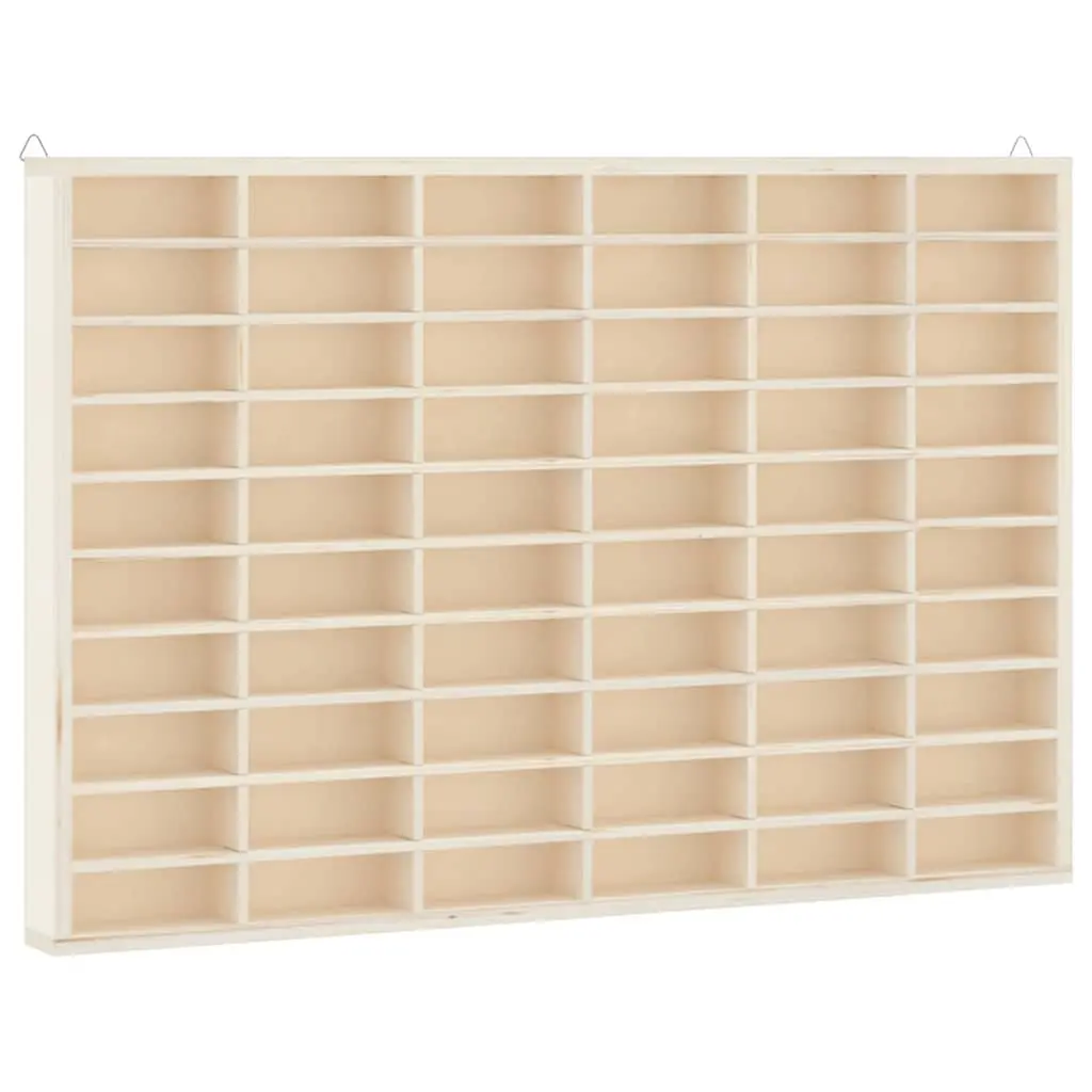 Wooden Display Case Wall Mounted 60 Compartments Brown Plywood