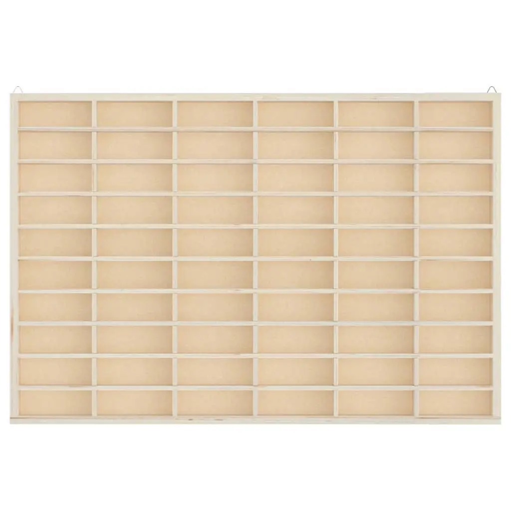 Wooden Display Case Wall Mounted 60 Compartments Brown Plywood