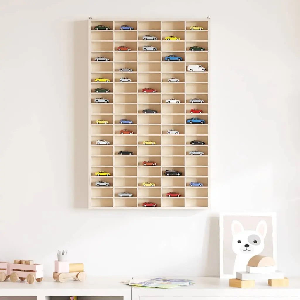 Wooden Wall Mounted Display Case 90 Compartments Collector Storage Organizer
