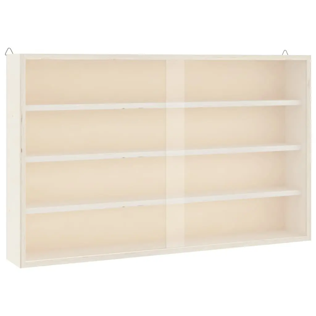 Wooden Wall Mounted Display Cabinet with Doors 4 Shelves Collector Storage Case