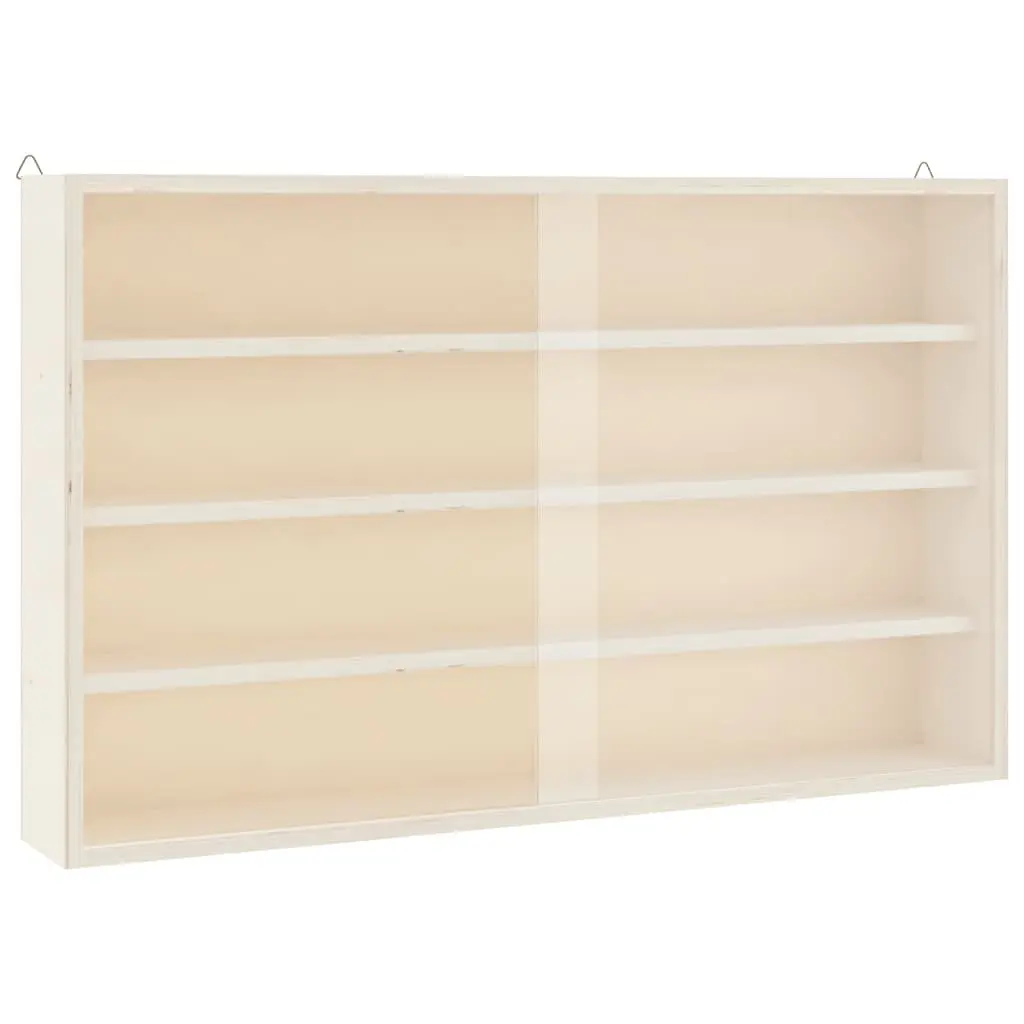 Wooden Wall Mounted Display Cabinet with Doors 4 Shelves Collector Storage Case