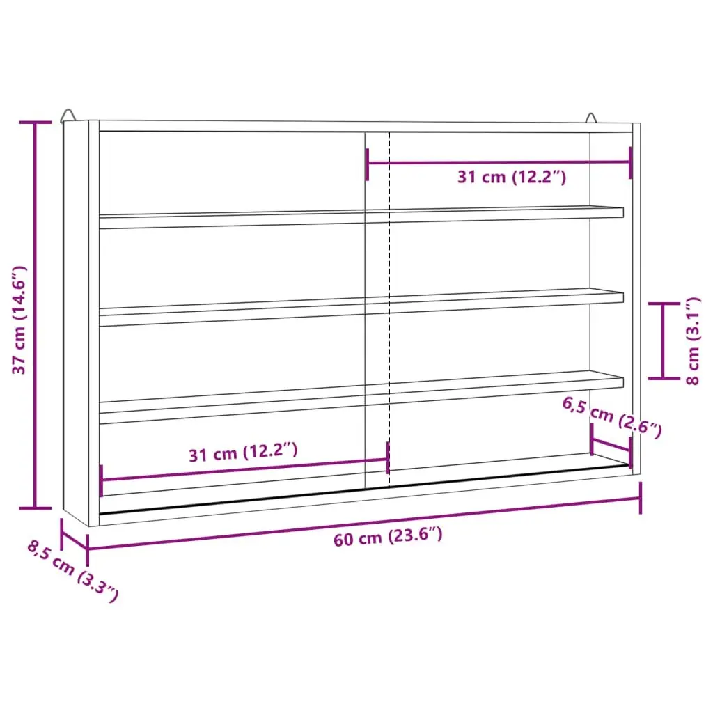 Wooden Wall Mounted Display Cabinet with Doors 4 Shelves Collector Storage Case