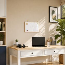Magnetic Whiteboard Dry Erase Board Pine Wood Frame 40x30cm Home Office Display