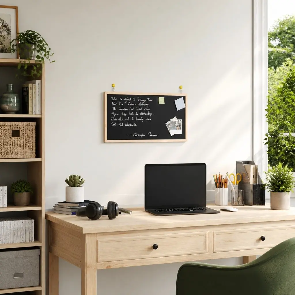 Chalkboard Bulletin Board Smooth Surface 60x30cm Pine Wood Frame Vertical Horizontal Wall Mount