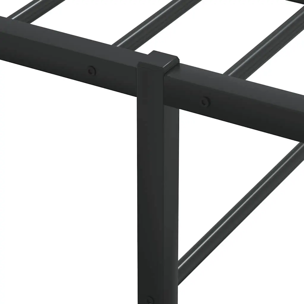 Metal Bed Frame Slatted Base 153x203 cm Black