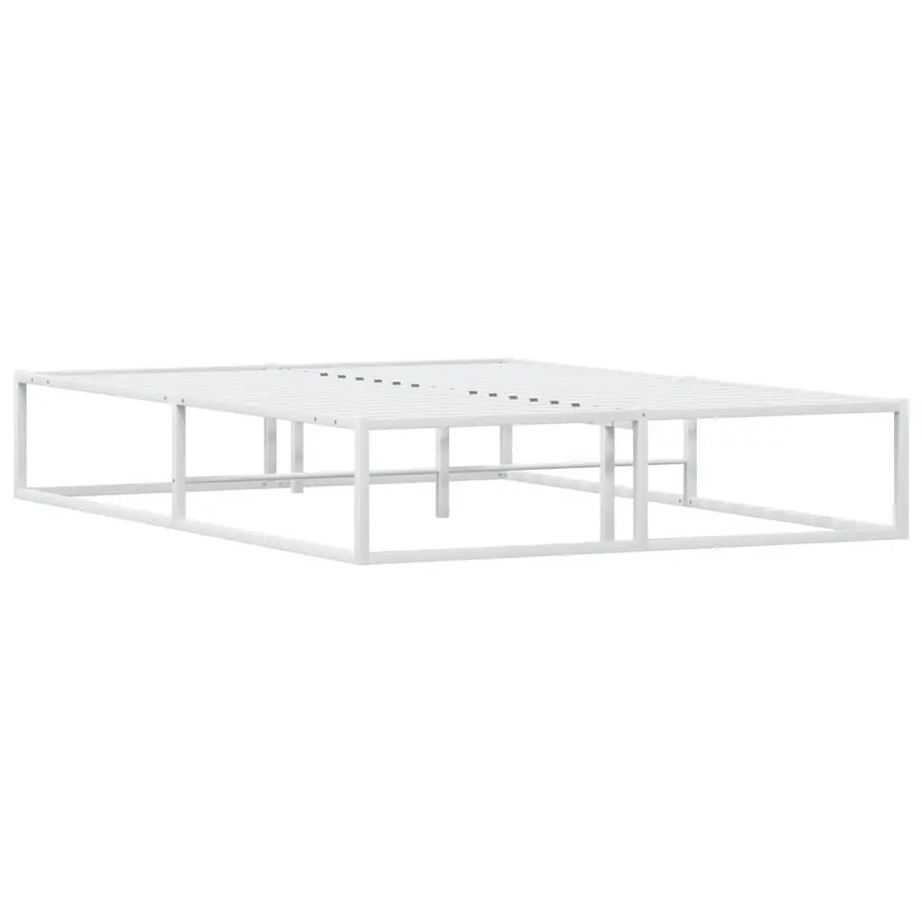 Metal Bed Frame Slatted Base Under-Bed Storage White 137x187 cm