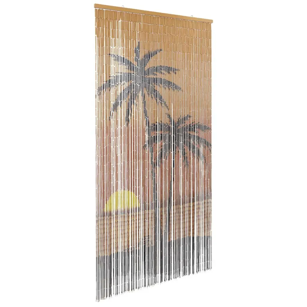 Insect Door Curtain Bamboo Fly Screen Double-Sided Palm Tree Print 100x220 cm Multicolour