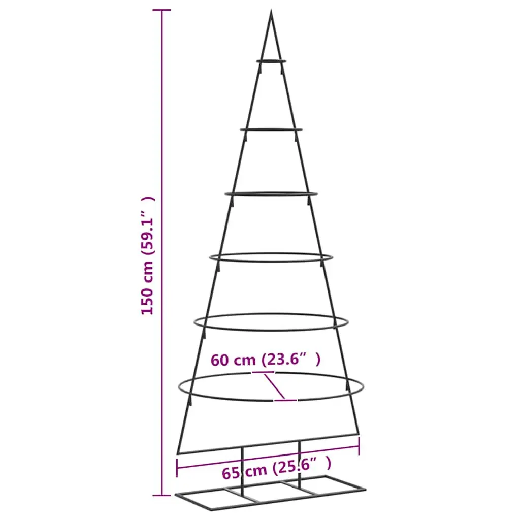 Metal Christmas Tree Decoration Black 150cm Modern DIY Seasonal Holiday Decor