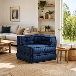 Modular Sofa Unit Blue Fabric Cushion Indoor Outdoor Lounge Seating 70x70x56cm