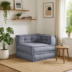 Modular Sofa Unit Grey 70x70x56cm Fabric Cushion Indoor Outdoor Lounge Seating