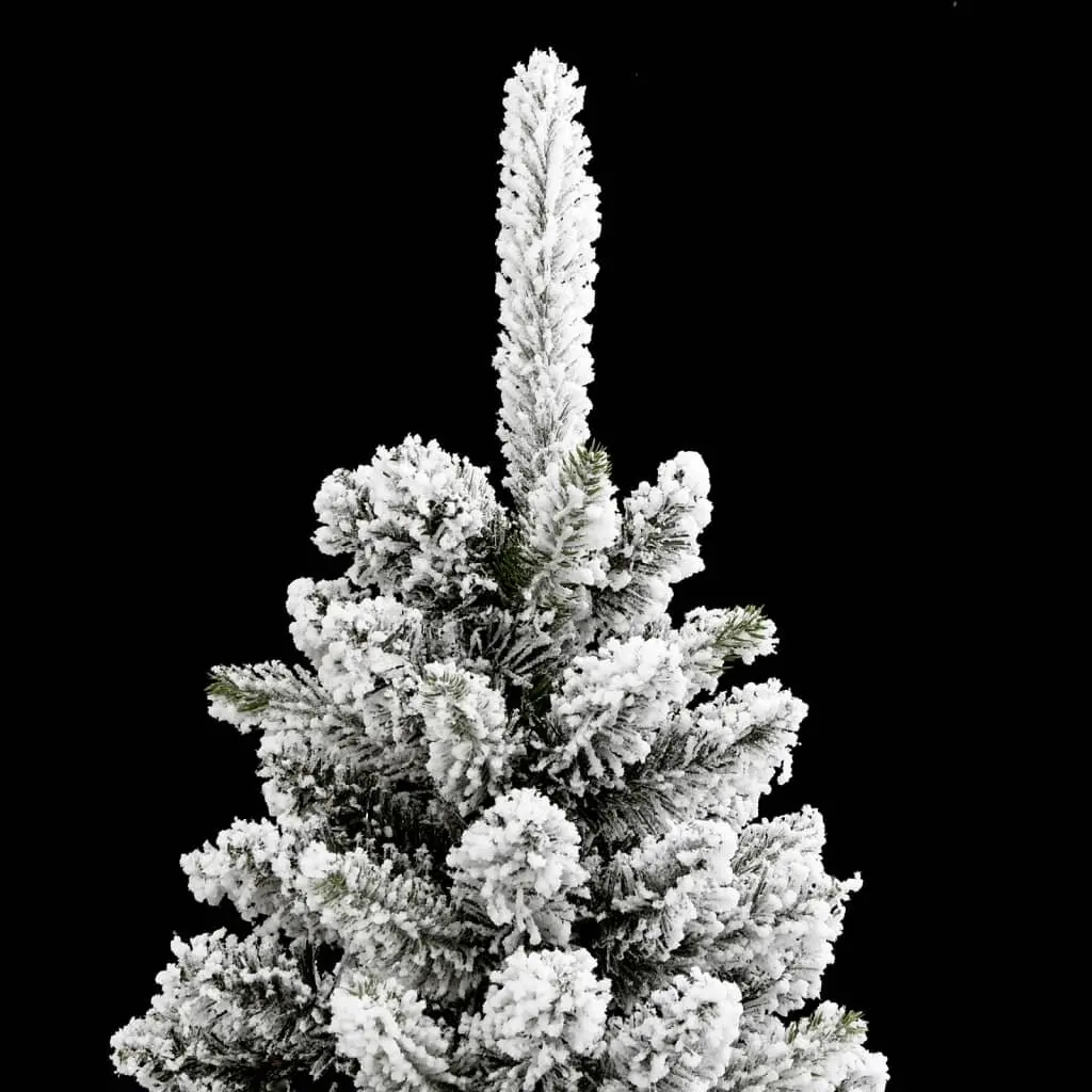 Artificial Slim Christmas Tree 240cm Flocked Snow White Bushy PVC PE Xmas Decor