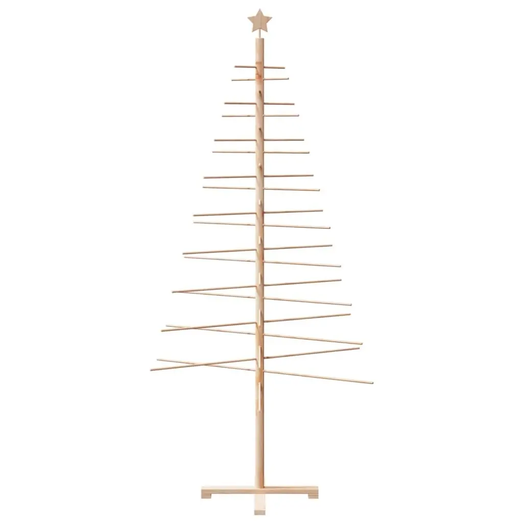 Wooden Christmas Tree Decoration Solid Pine Wood Stand 210cm Brown Disassemblable