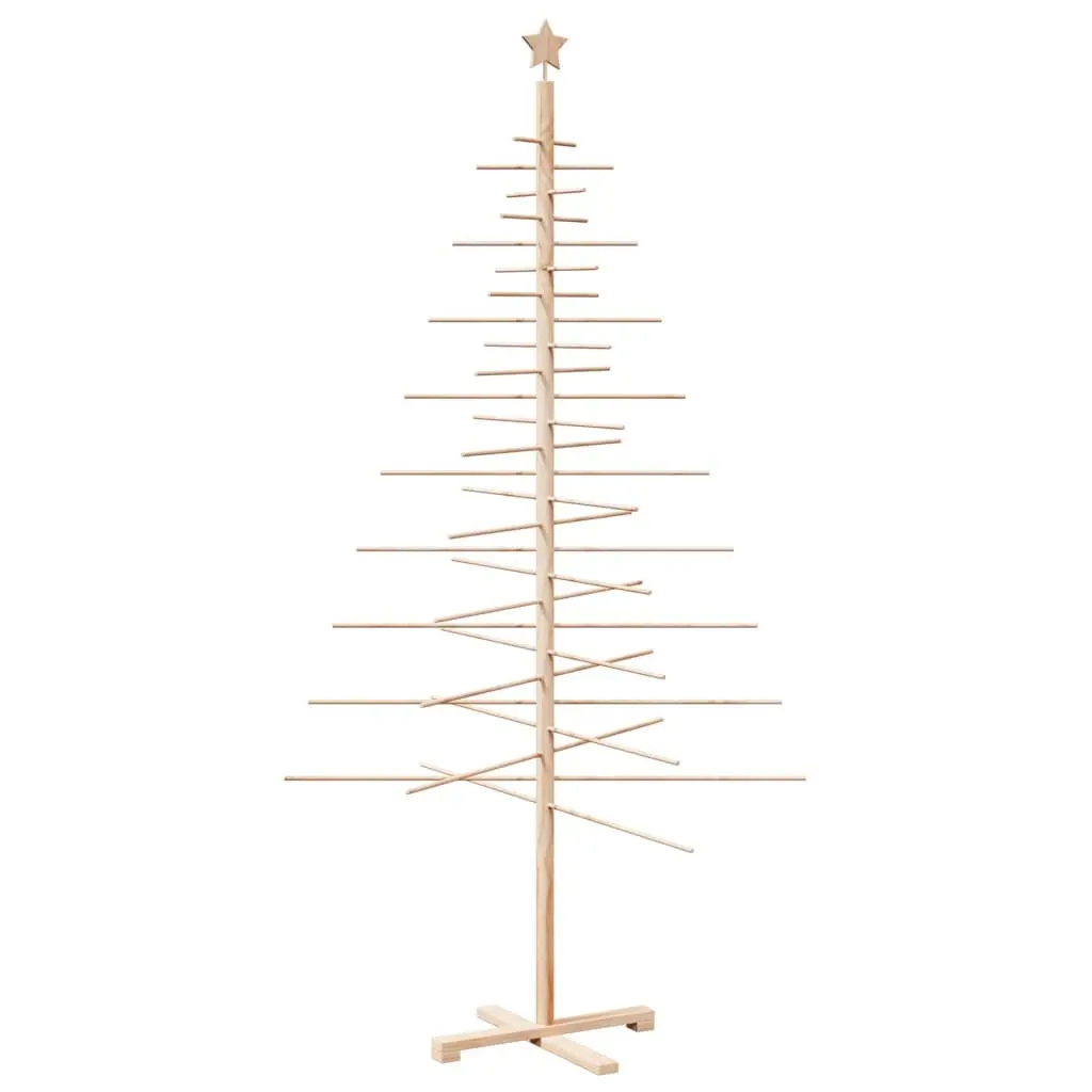 Wooden Christmas Tree Decoration Solid Pine Wood Stand 210cm Brown Disassemblable