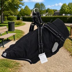 Dog Coat with Built-in Harness Waterproof Reflective Winter Jacket XL Black