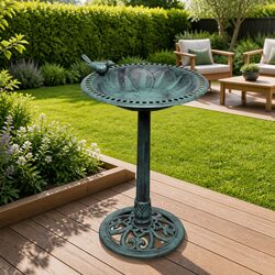 Green Bird Bath Garden Decorative Outdoor Patio Balcony Water Basin with Bird