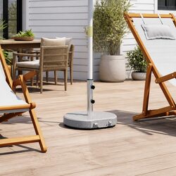 Parasol Stand 45cm Grey Outdoor Umbrella Base Granite Stainless Steel