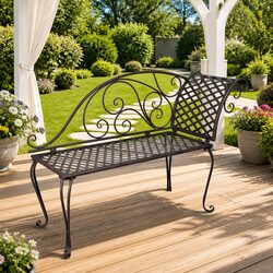 Garden Chaise Lounge 128 cm Outdoor Lounger Patio Deck Chair Scroll Pattern