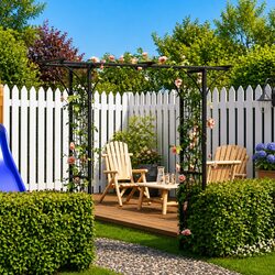 Garden Arch 200cm Wide Black Outdoor Climbing Plant Support Structure Frame