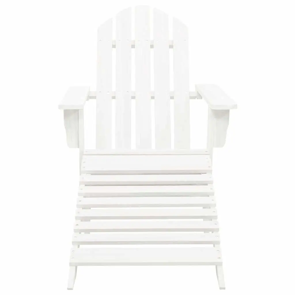 Garden Chair with Ottoman White Wooden Outdoor Armchair Patio Seating Footstool
