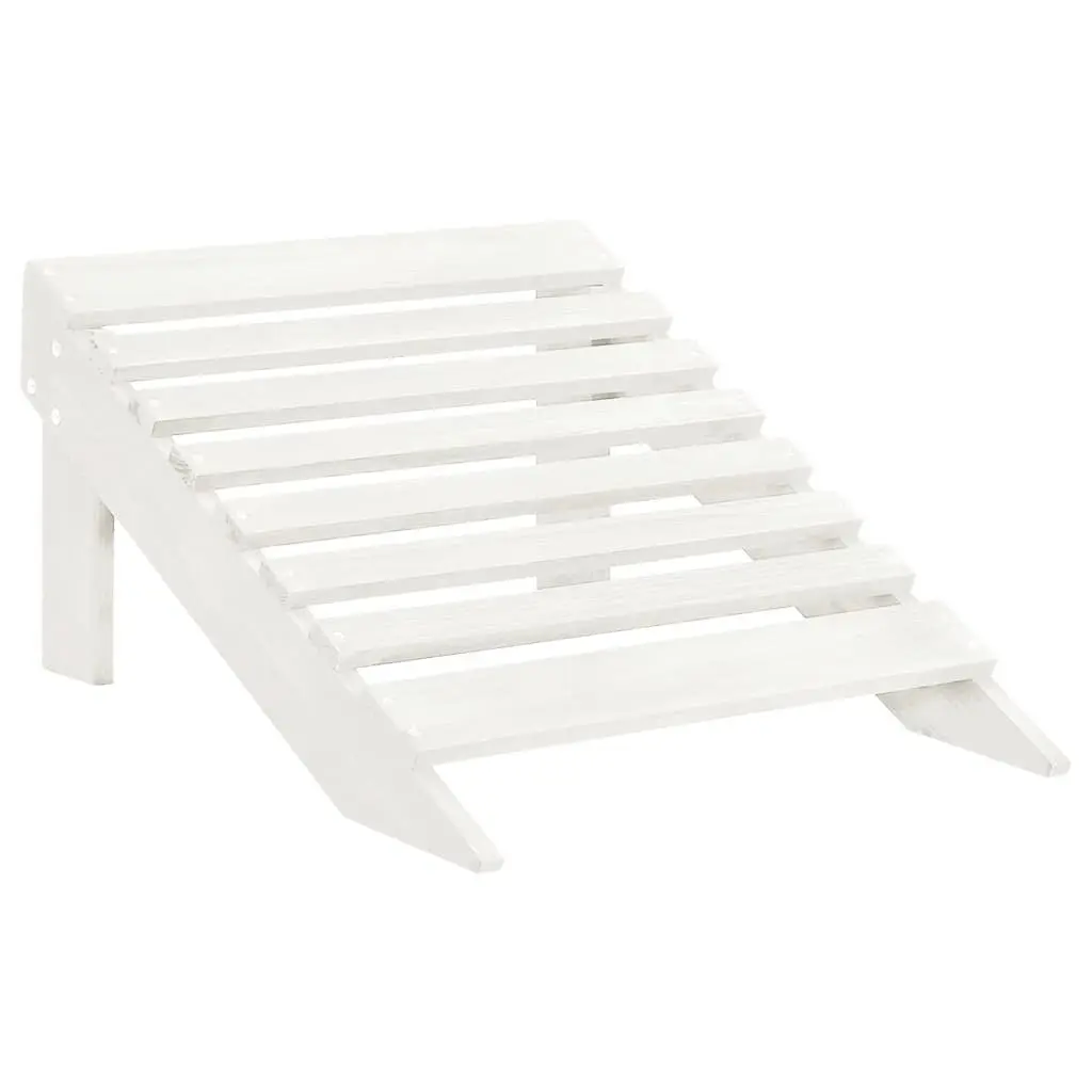 Garden Chair with Ottoman White Wooden Outdoor Armchair Patio Seating Footstool