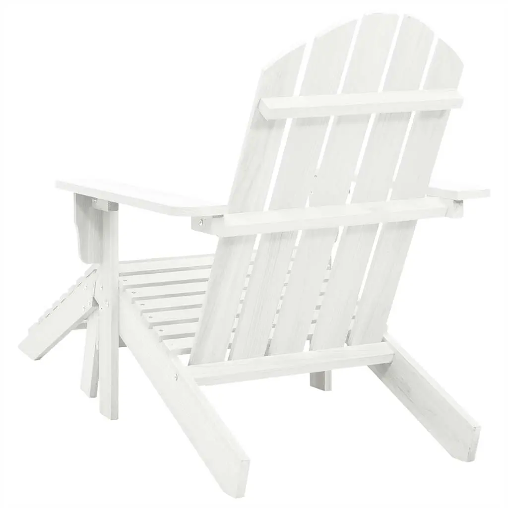 Garden Chair with Ottoman White Wooden Outdoor Armchair Patio Seating Footstool
